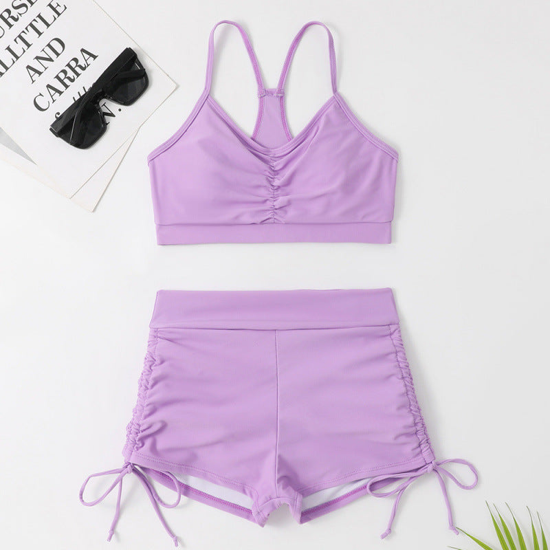 Slit Solid Bikini Set