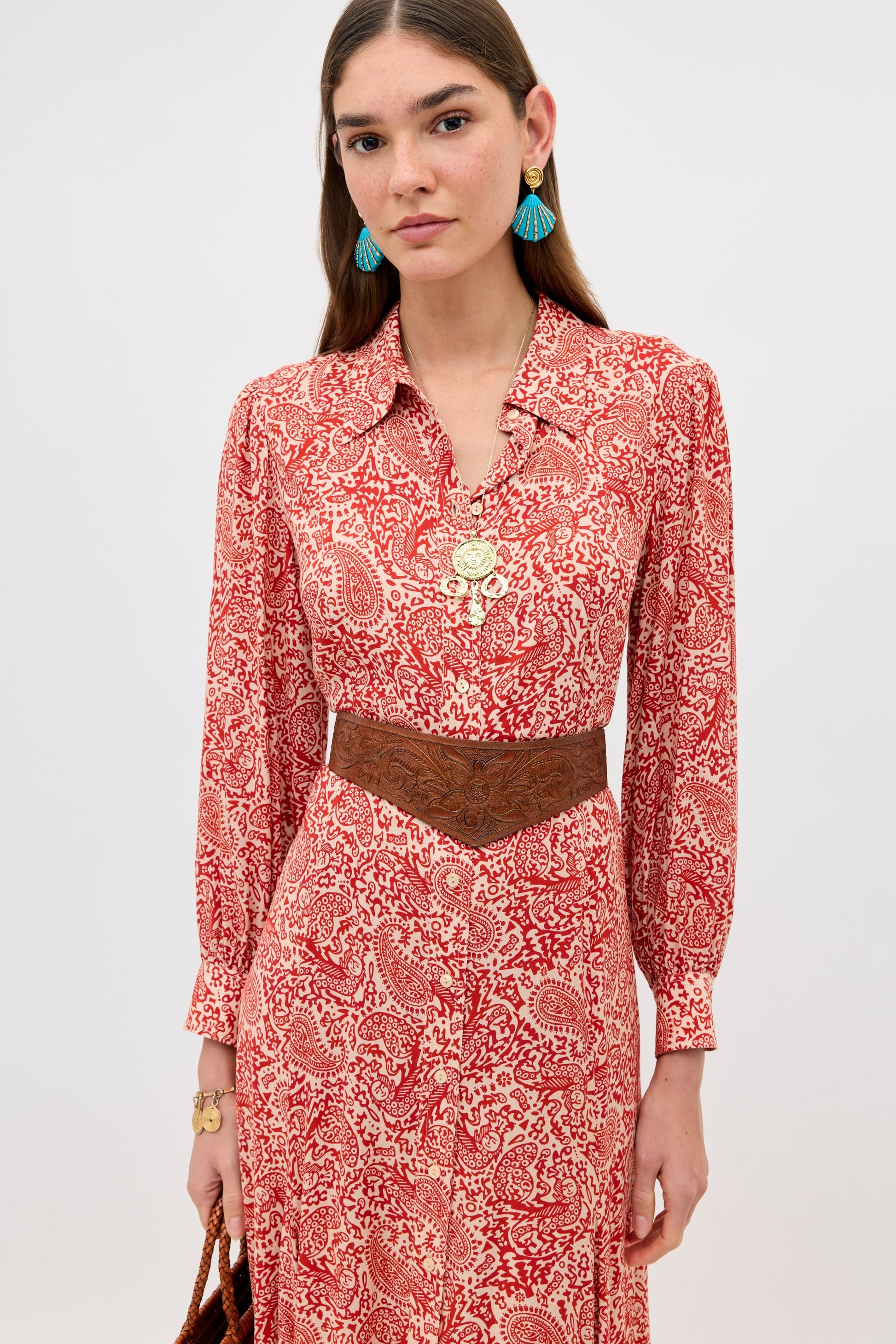 maddison dress woodcut gremlin red