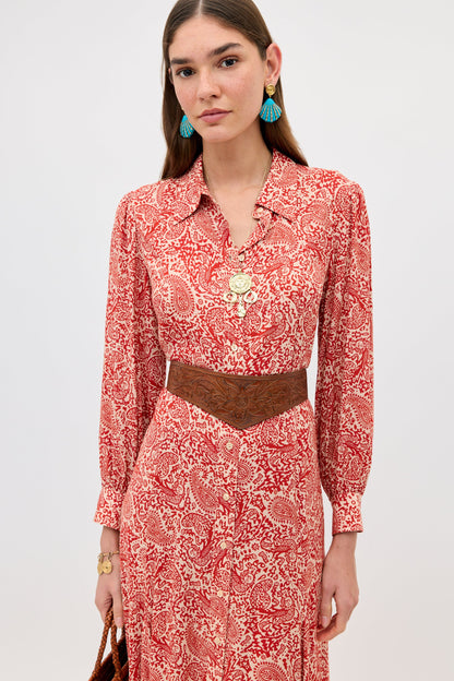 maddison dress woodcut gremlin red