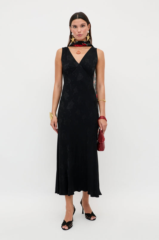 Sandrine - Black Poppy Jacquard