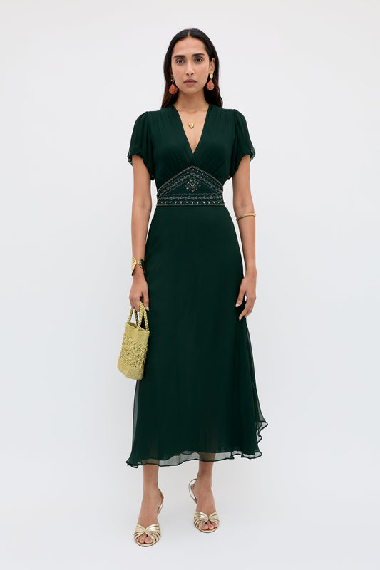 Corrine  -  Diana Embellishment Forest Green