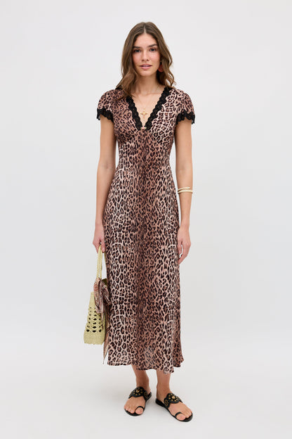 clarice dress leopard brown
