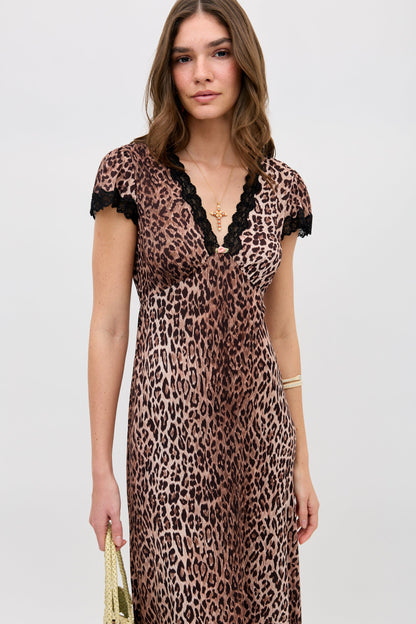 clarice dress leopard brown