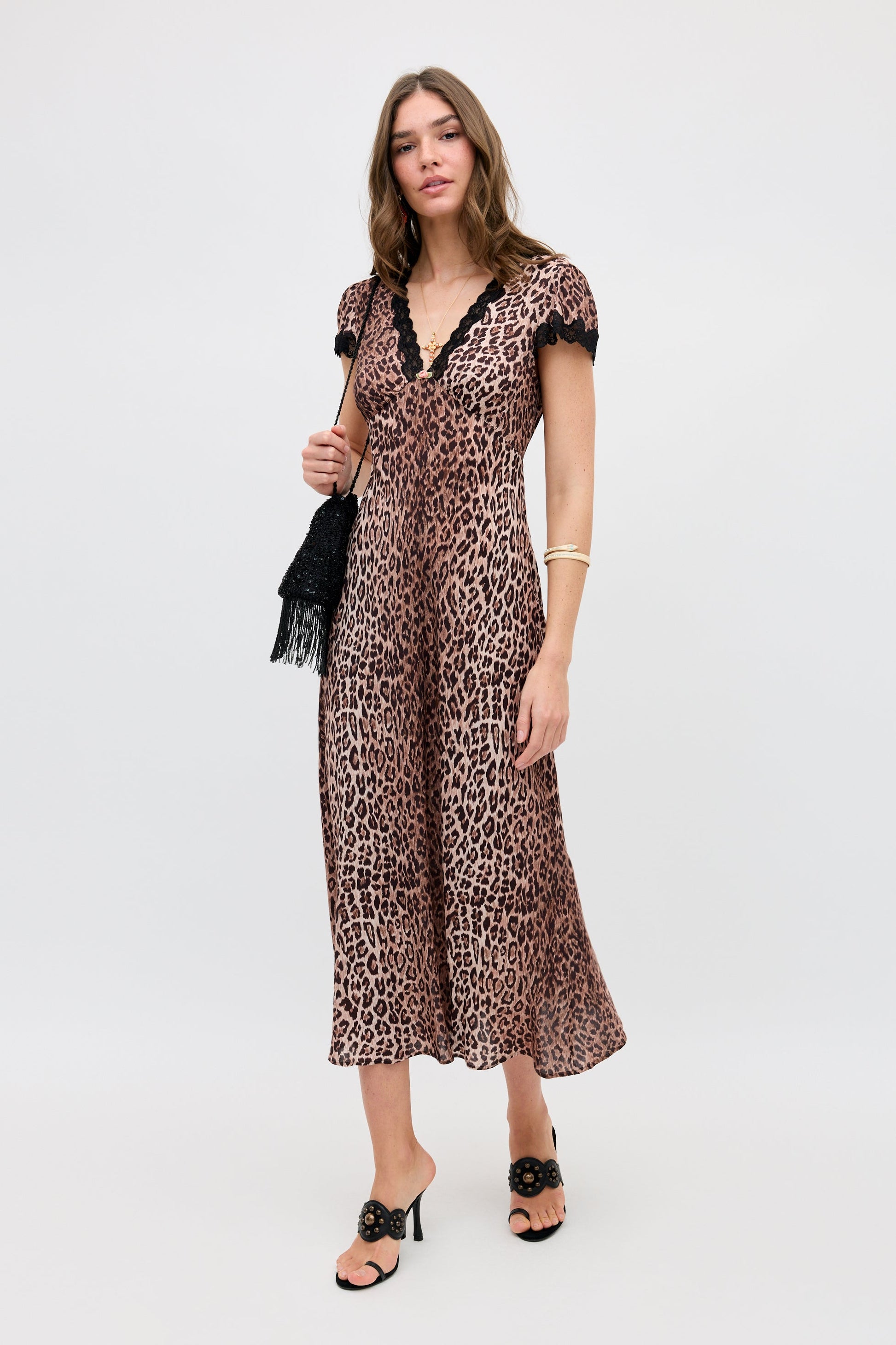 clarice dress leopard brown