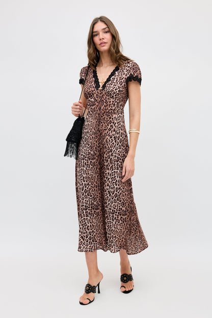 clarice dress leopard brown