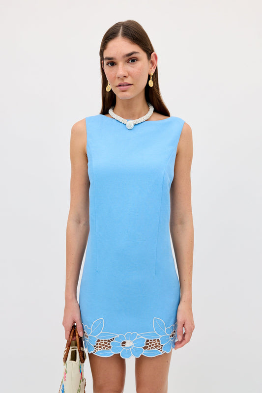 Bingley - Daisy Cutwork Embroidery Blue