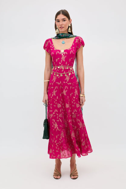 Remi - Floral Spark Jacquard Magenta Pink