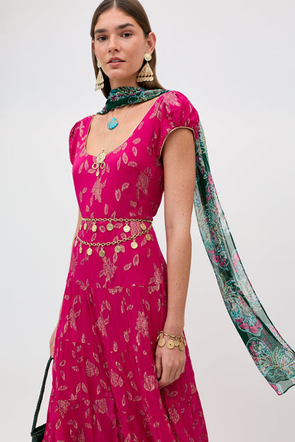 Remi - Floral Spark Jacquard Magenta Pink