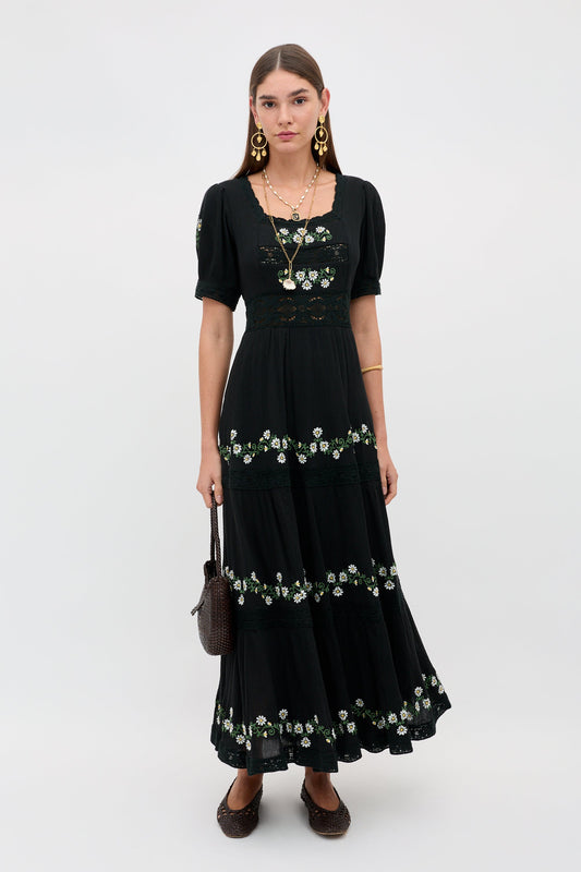 Philippa - Lilia Embroidery Black