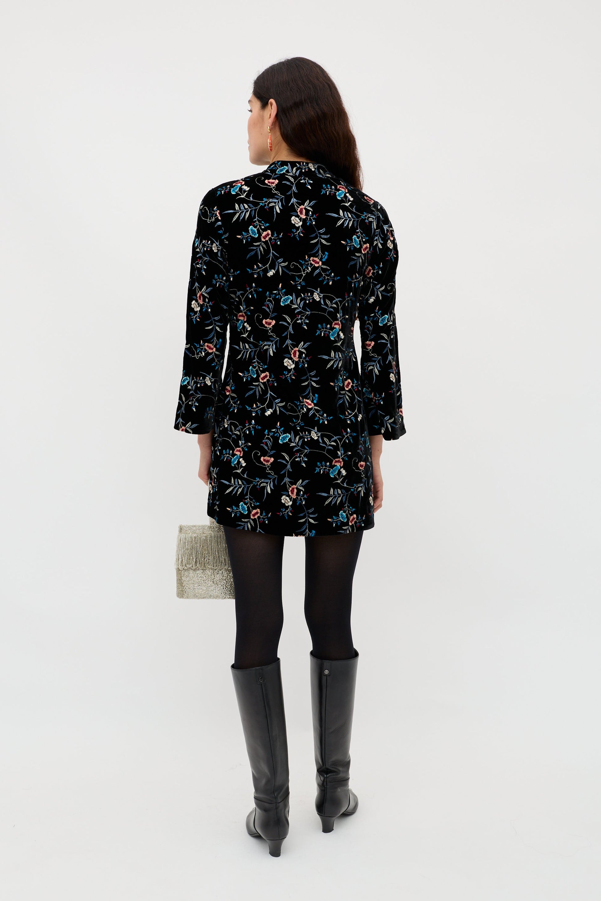Delphina - Botanical Embroidery Black