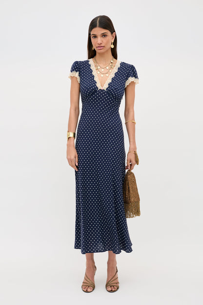 Clarice - Navy Polka Dot