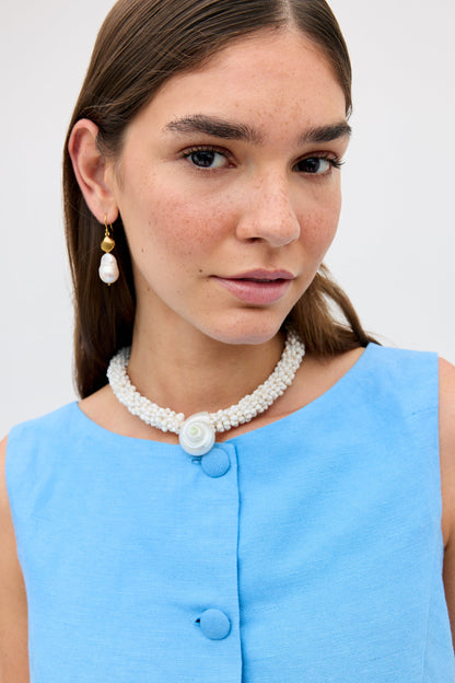 Lucca - Daisy Cutwork Embroidery Blue
