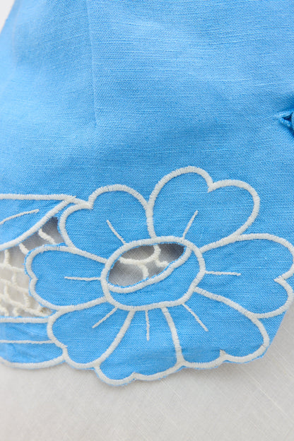 Lucca - Daisy Cutwork Embroidery Blue