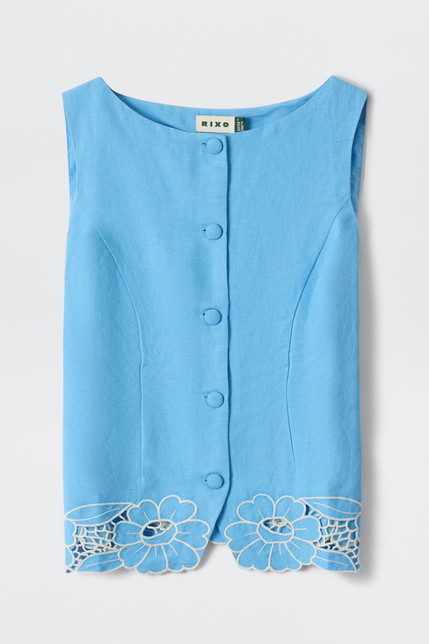 Lucca - Daisy Cutwork Embroidery Blue