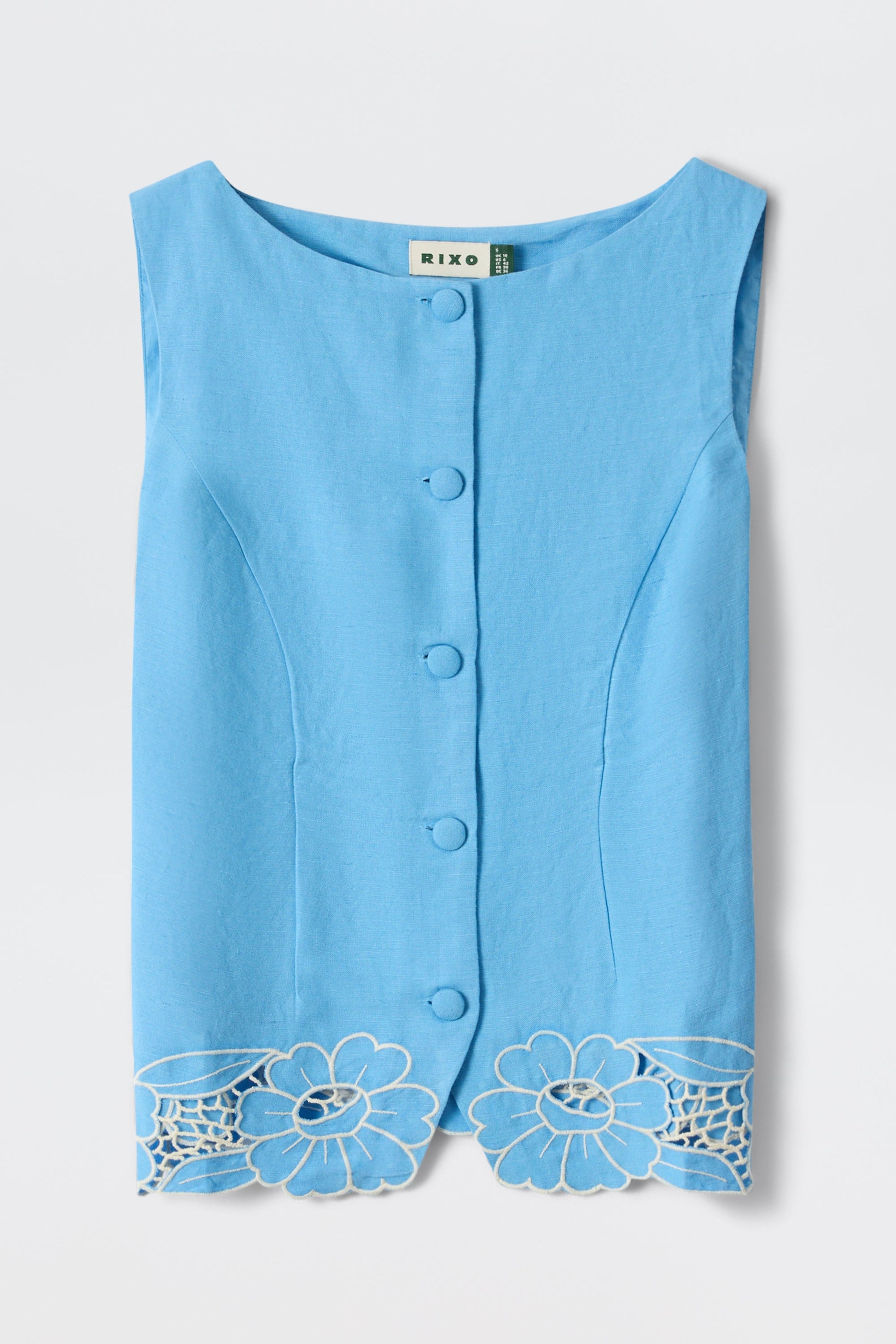 Lucca - Daisy Cutwork Embroidery Blue