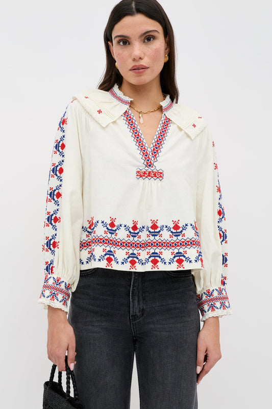 Brisella - Gea Geo Embroidery Cream