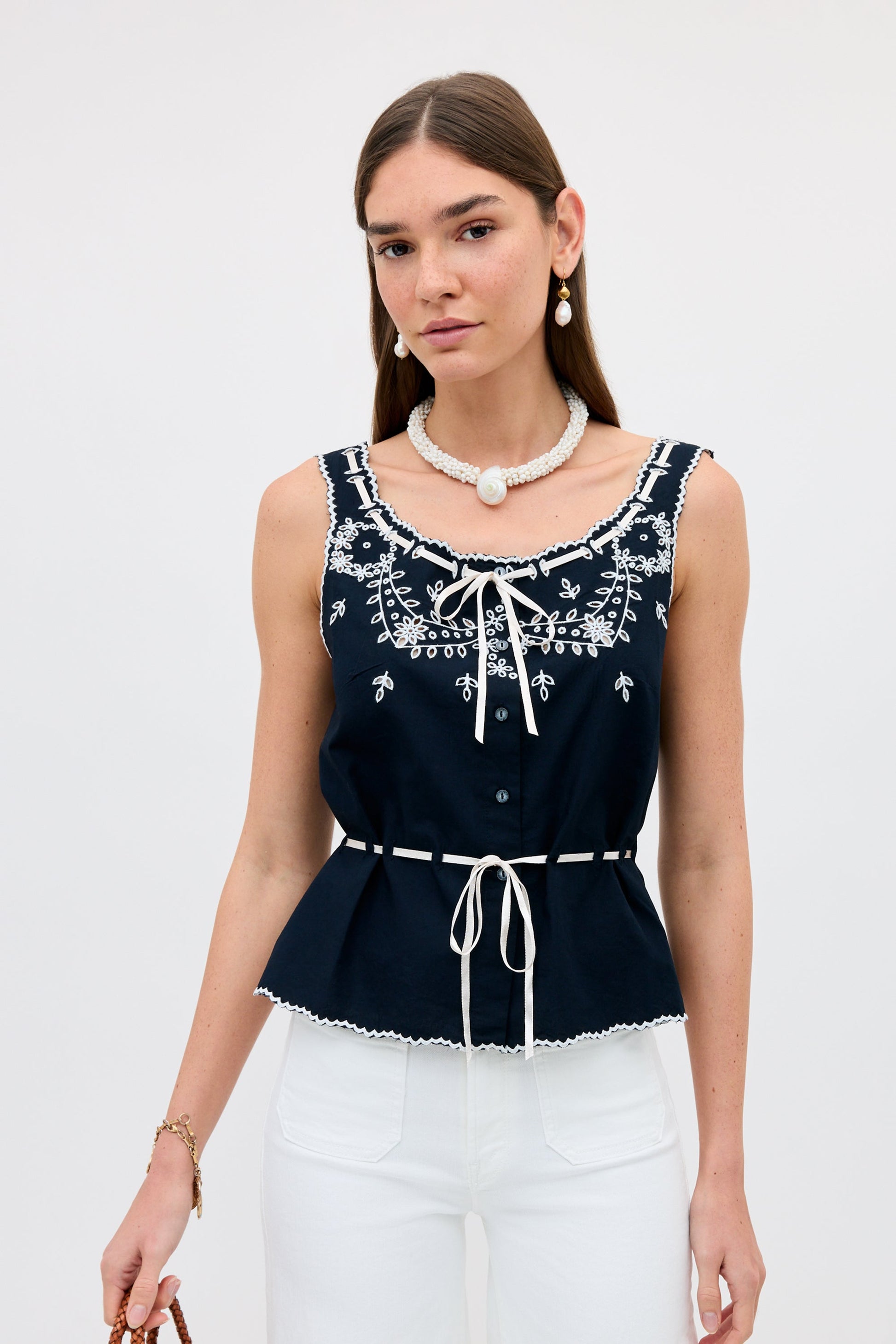 Cassara - Aster Cutwork Embroidery Deep Navy