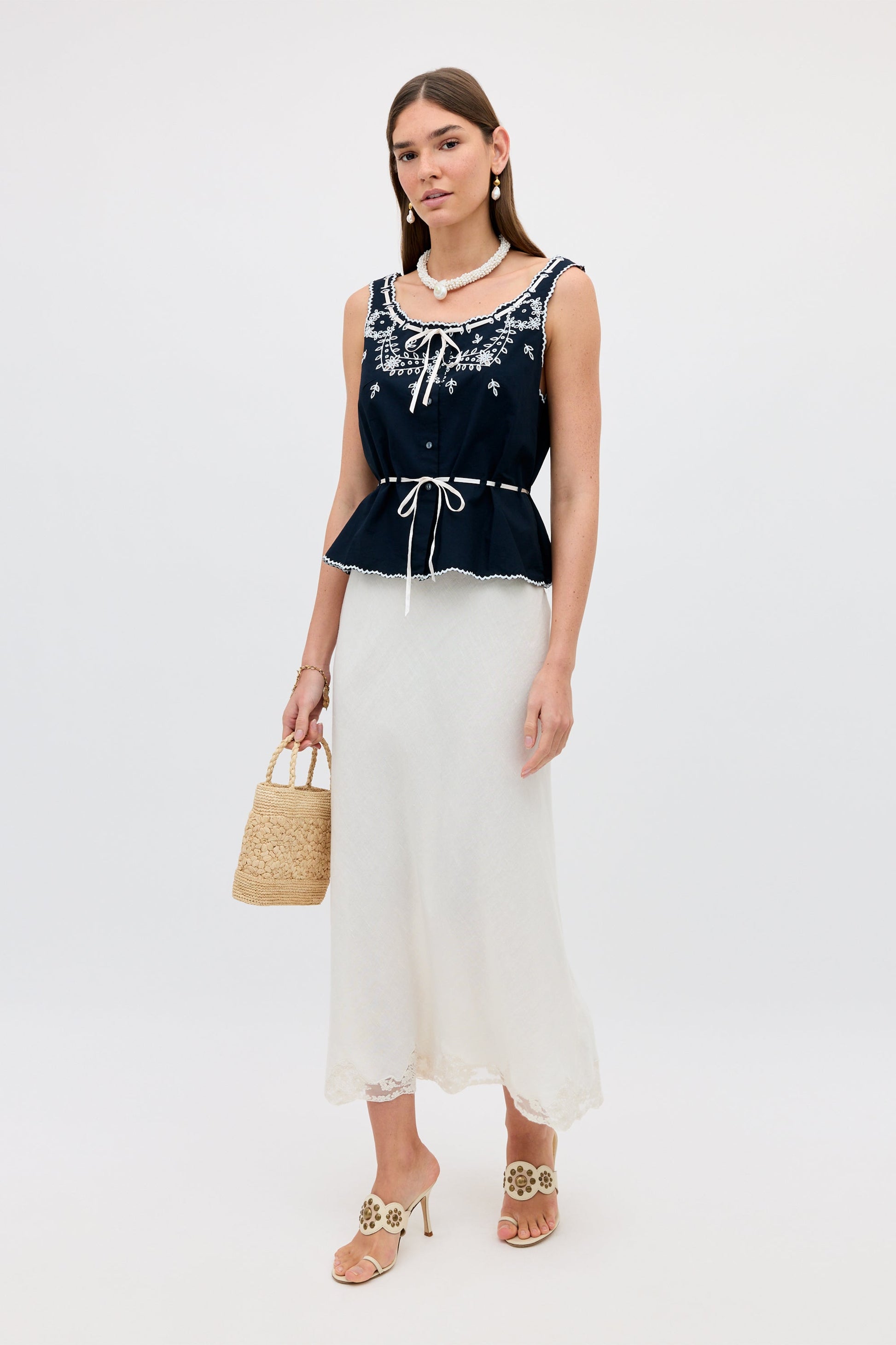 Cassara - Aster Cutwork Embroidery Deep Navy