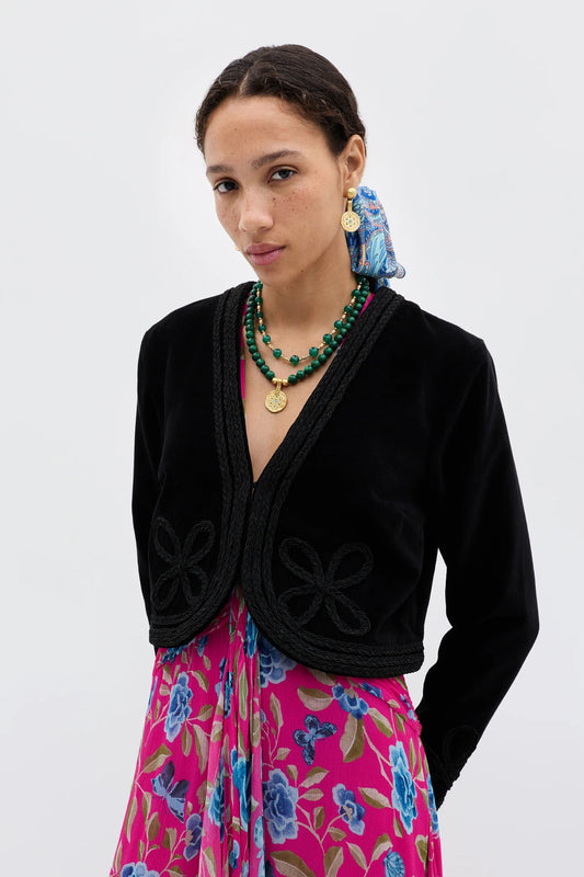 Kesia - Clover Appliqué Black