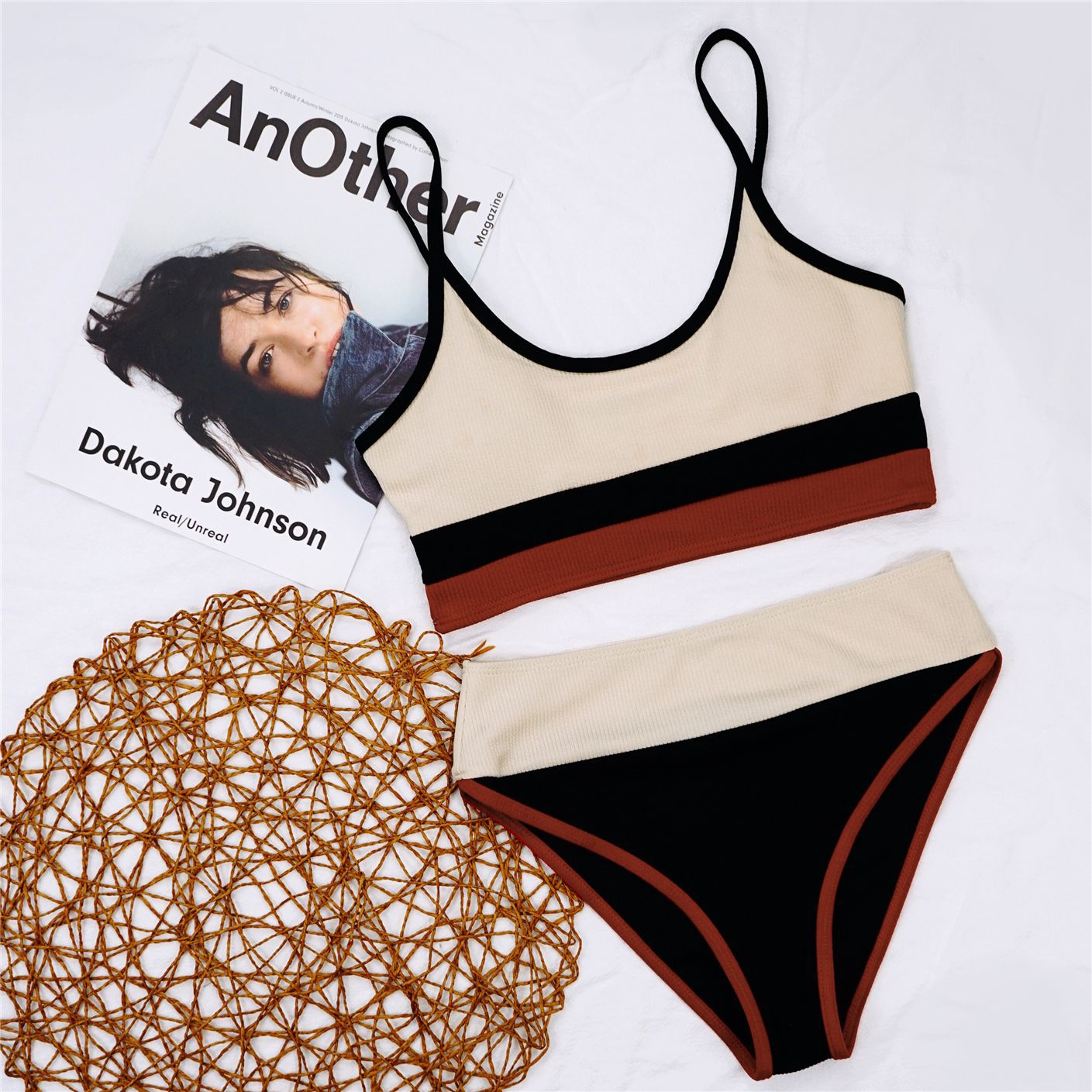 Ribbed Slit Bikini Set