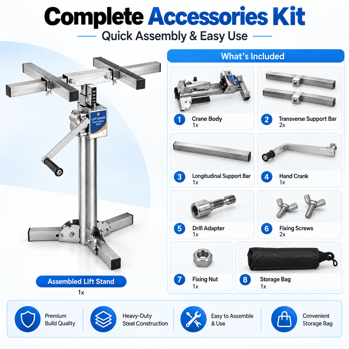 2.1 M Adjustable Heavy-Duty Professional Lifting Equipment Set