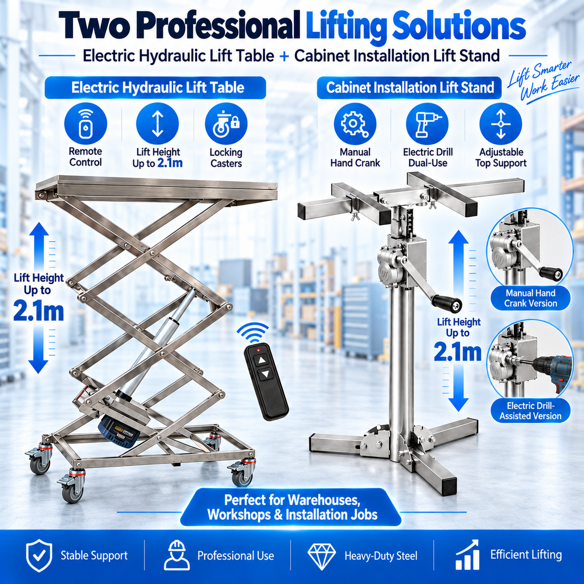 2.1 M Adjustable Heavy-Duty Professional Lifting Equipment Set