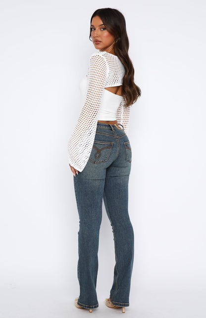 Wait For No One Low Rise Bootleg Jeans Mid Vintage Blue