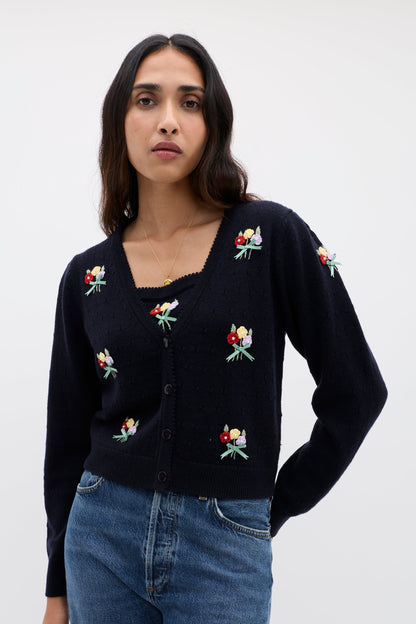 Merinda - Floret Embroidery Deep Navy