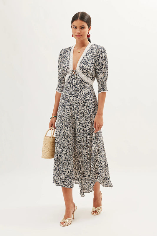 Amina - English Daisy Deep Navy