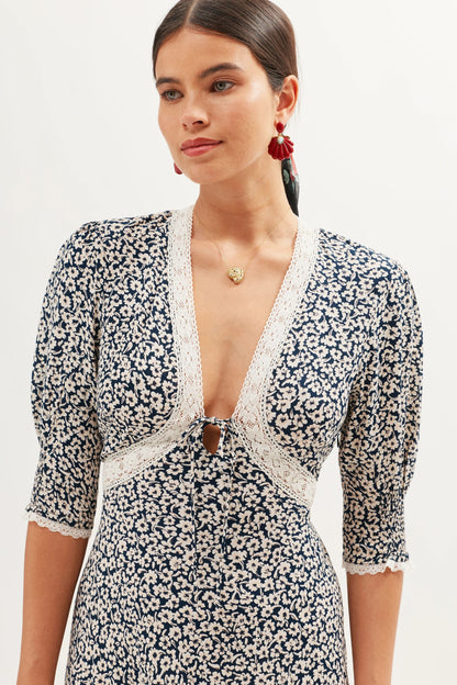 Amina - English Daisy Deep Navy