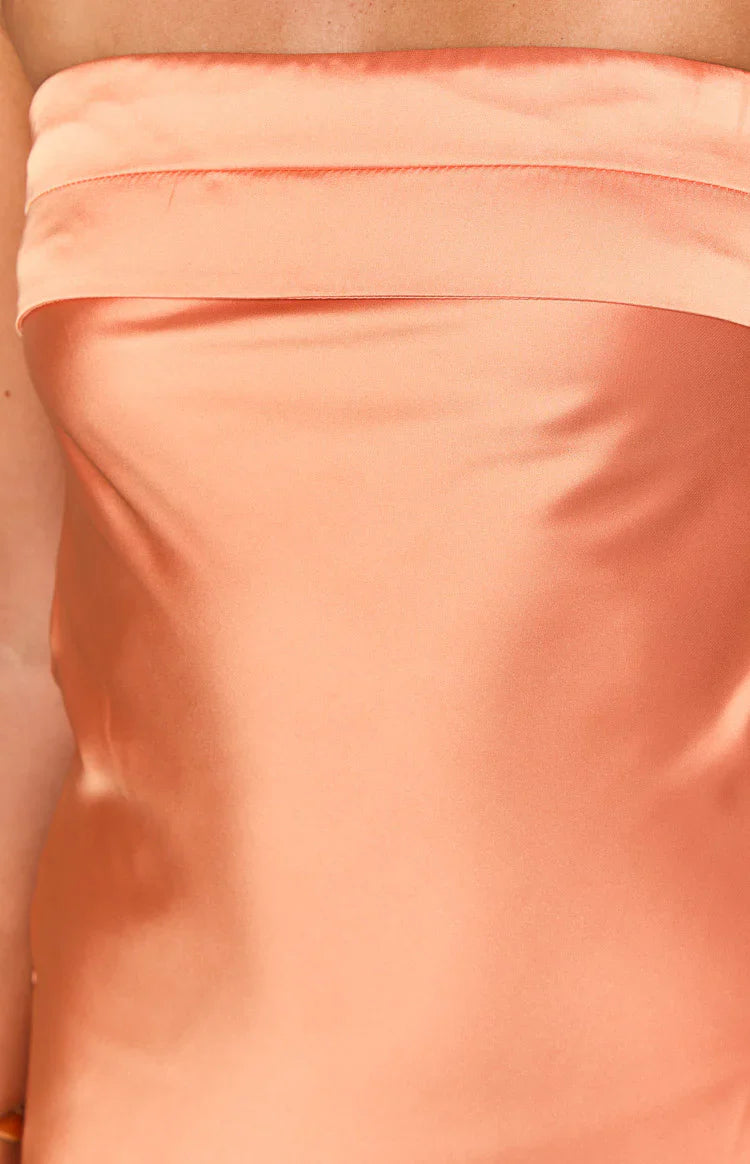 Annie Orange Strapless Mini Dress
