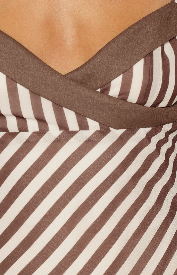 Arti Brown Stripe Scarf Micro Mini Dress