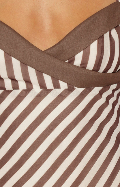 Arti Brown Stripe Scarf Micro Mini Dress