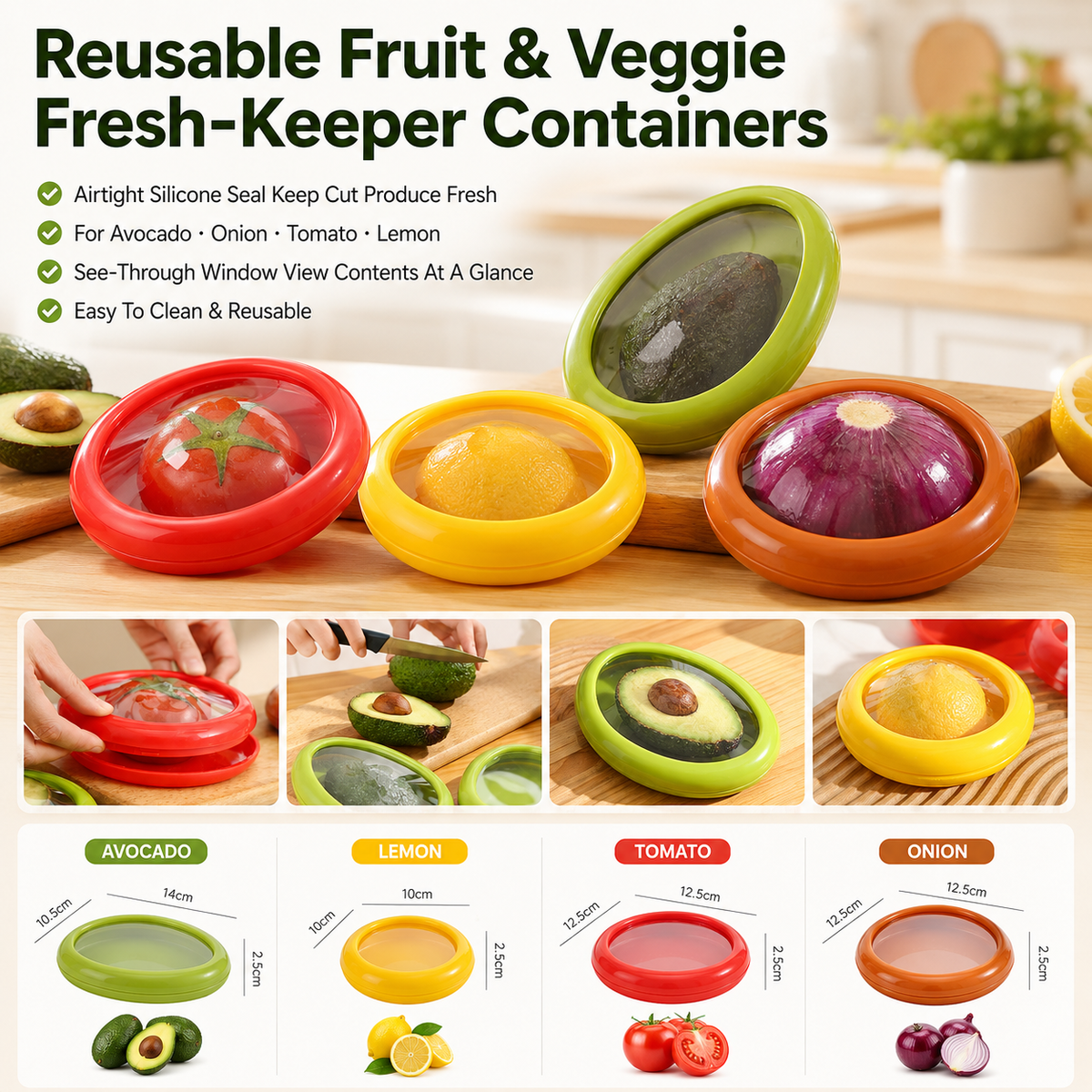 Reusable Silicone Food Storage Pods – 4-Piece Set