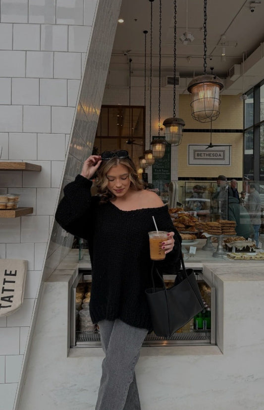 Delvey Black Chunky Knit Sweater