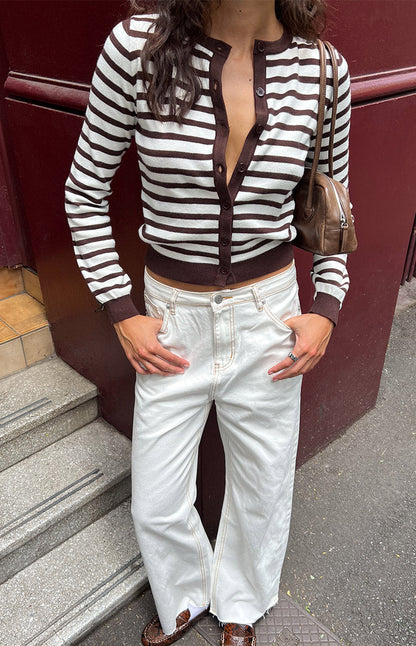 Felix Scallop Edge White Denim Jeans