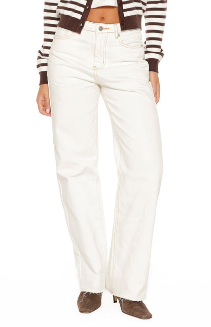 Felix Scallop Edge White Denim Jeans