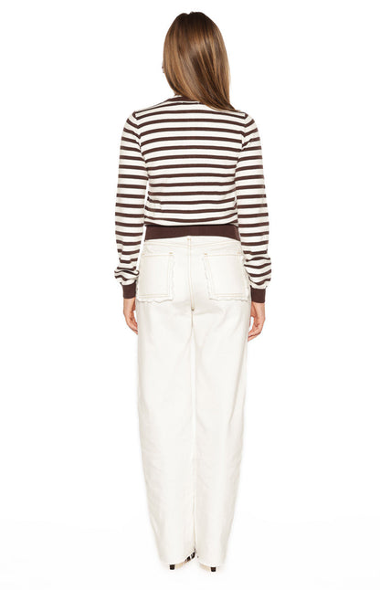 Felix Scallop Edge White Denim Jeans