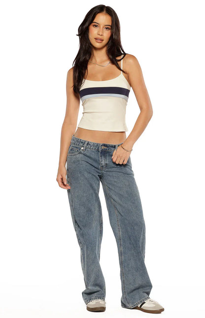 Leya White Contrast Stripe Singlet