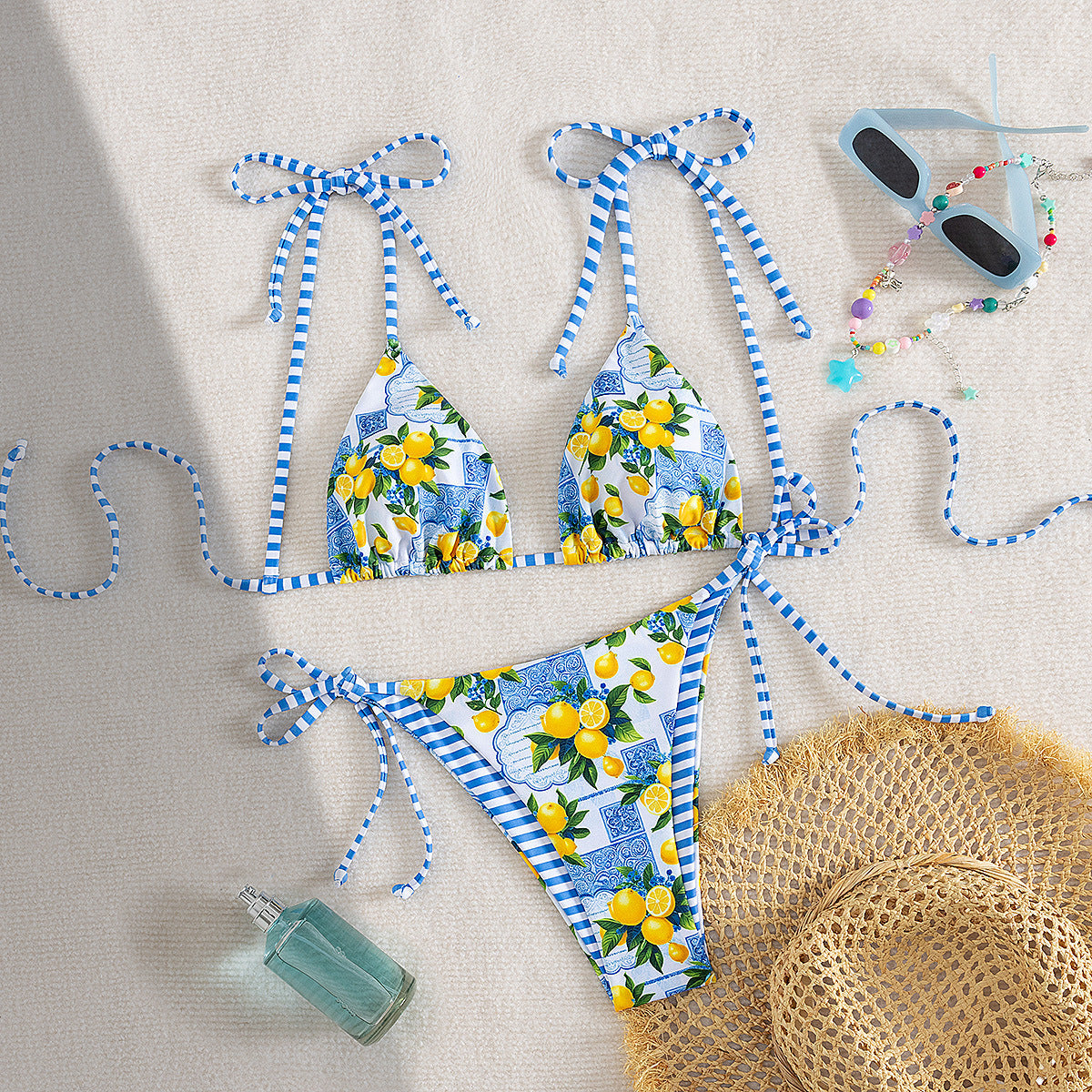 Print Slit Bikini Set