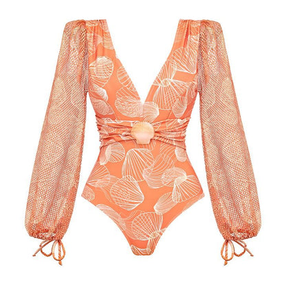 Shell Trim Halterneck One-Piece Swimsuit