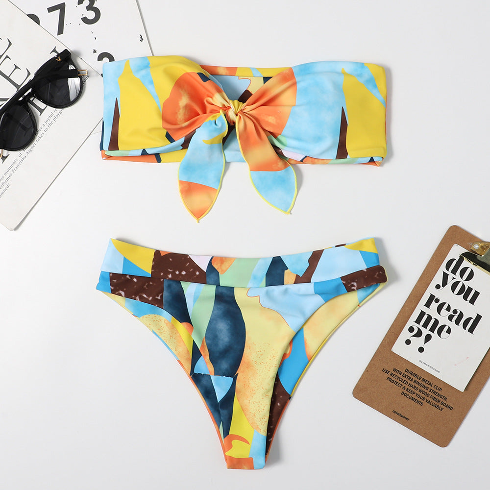 Print Tie One-Piece Swimsuit