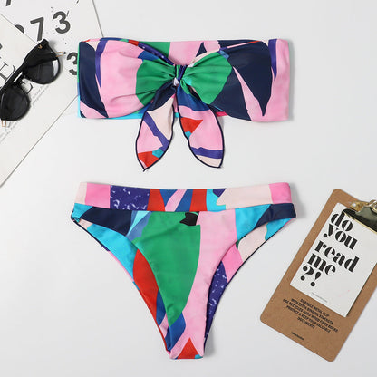 Print Tie One-Piece Swimsuit