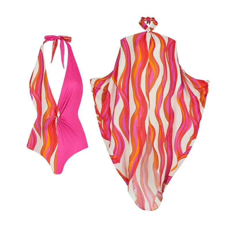 Striped Beach One-Piece Swimsuit