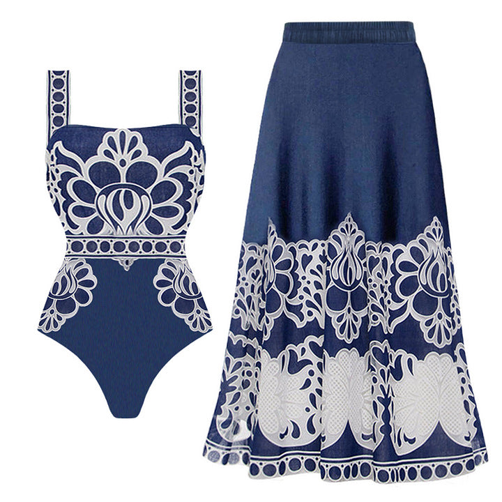 Slim Print One-Piece Swimsuit