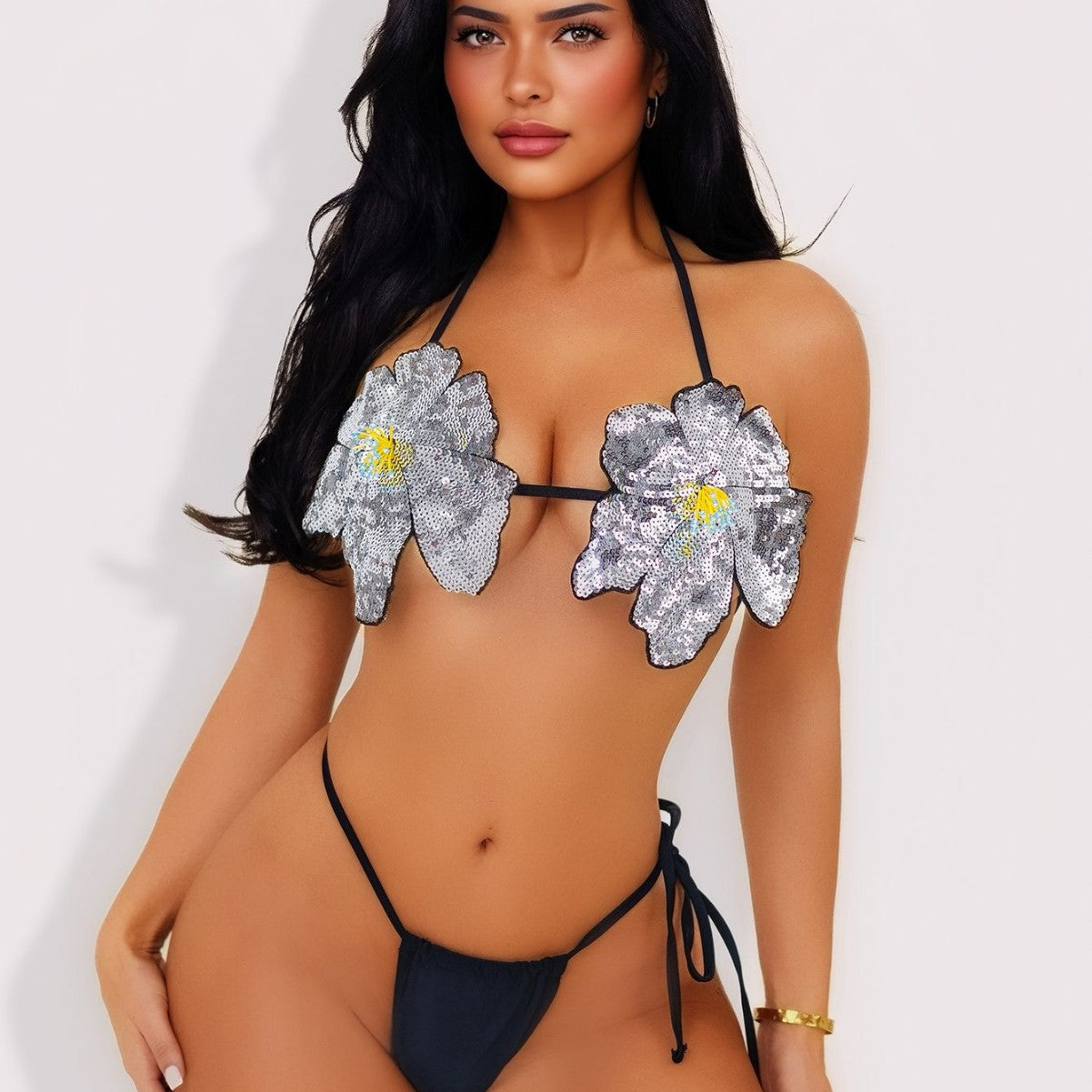 Sequin White One-Piece Swimsuit