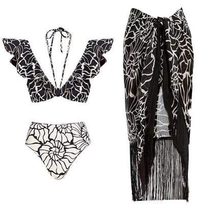 Ruffle Halter One-Piece Swimsuit
