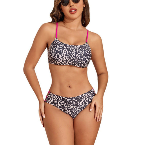 Slit Leopard One-Piece Swimsuit