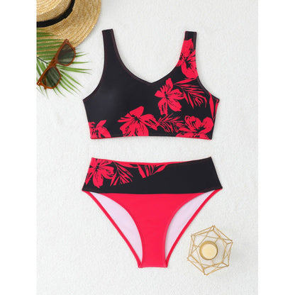 Print Slit Bikini Set