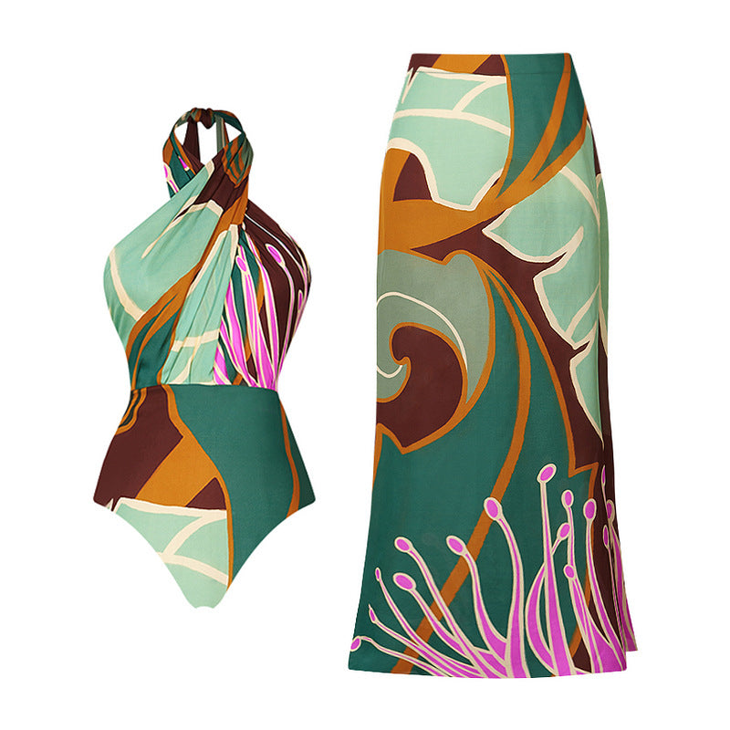 Print Halterneck One-Piece Swimsuit